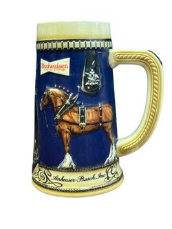 Vintage Undated BUDWEISER Clydesdales Stein Beer Ceramic Mug Anheuser-Busch 