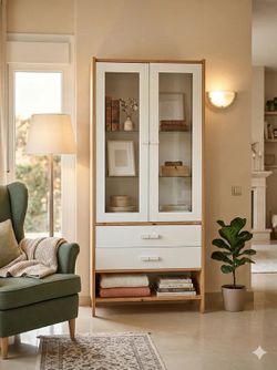 Vintage IKEA Tunhem Glass Door Bookcase cabinet
