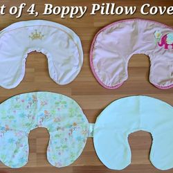 Set of 4, Boppy Nursing Pillow Covers: Minky, Cotton, & Quick Dry