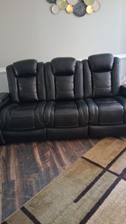 Black Leather couch set for sale
