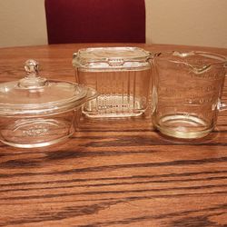 Vintage  Kitchen Glass Pieces, 3 Total