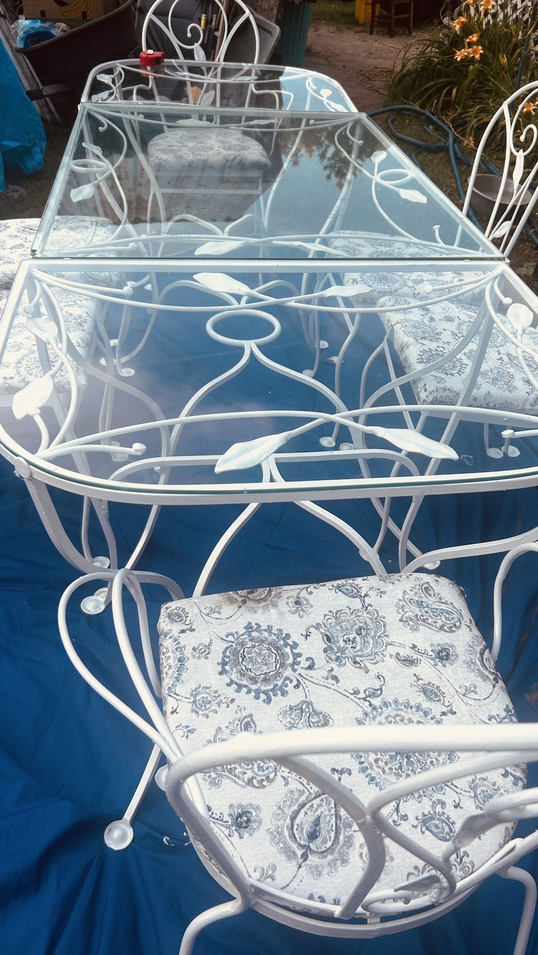 Antique Victorian Wrought Iron Table 6 Heavy Duty 6 Chairs Can Be Separate For 3 Tables 88 Inches Long