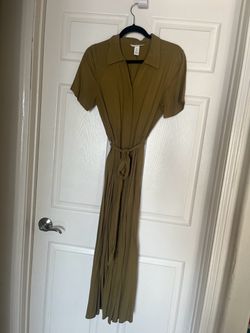 Olive Green Maxi Shirt Dress with Belt