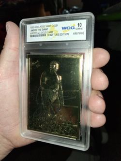 VINTAGE ANDRE THE GIANT SIGNED GOLD GRADED CARD 10