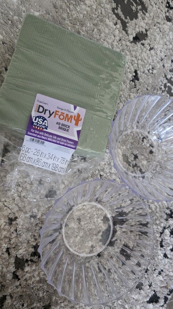 Dry floral foam and 2 acrylic bowls arrangements wedding bachelorette bridal shower
