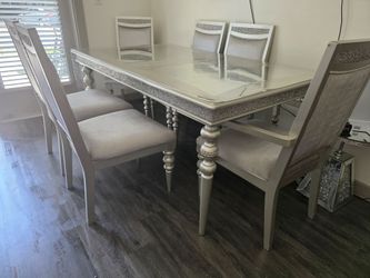 Dining Table Silver whit 6 chairs