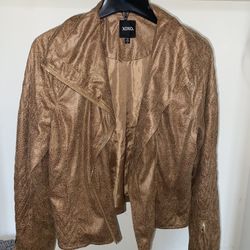 Brown Leather Jacket Size L