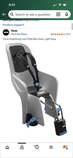 Thule RideAlong Lite Child Bike Seat, Light Grey 