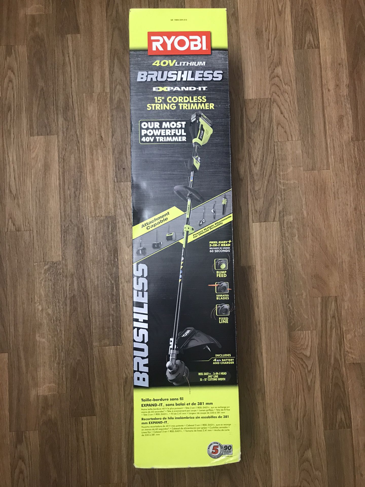 RYOBI 40-Volt Lithium-Ion Brushless Electric Cordless Attachment Capable String Trimmer 4.0 Ah Battery and Charger Included