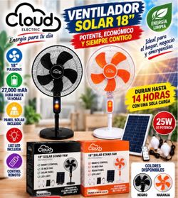 Cloud Electric 18" Solar Rechargeable Stand Fan whit panel new