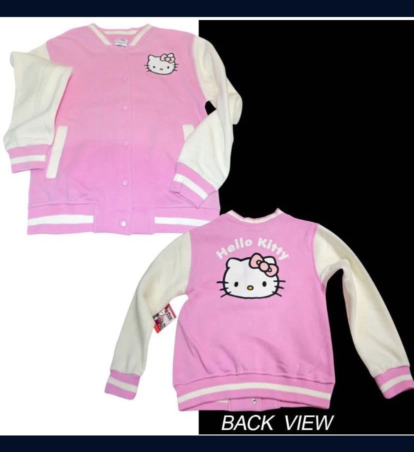 Sanrio Hello Kitty Letterman Cotton Jacket Pink/White Size 4