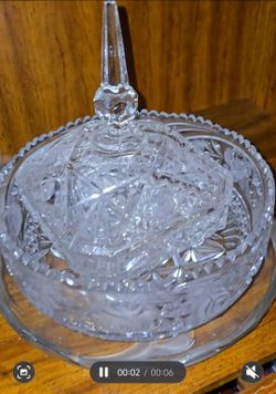 Cut Crystal Glass Covered Candy Dish