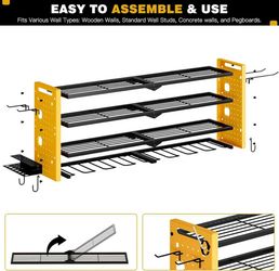 32” Power Tool Organizer Wall Mount,4 Layers Large Capacity Tool Rack (YELLOW)