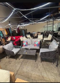 New 4pcs Outdoor Weaker Patio Furniture, Sofa, Chair, table Conversation Set In Grey