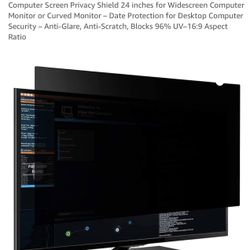Nusign+ Computer Screen Privacy Shield 24 inches for Widescreen Computer Monitor or Curved Monitor - Date Protection for Desktop Computer Security - A