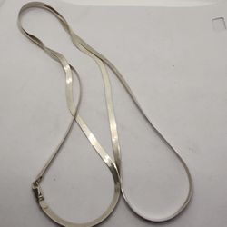 36” 7mm, vintage Italian Sterling 925 silver herringbone chain necklace