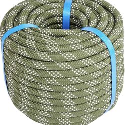 3/8 Inch 120ft Double Braided Polyester Arborist Rope, Heavy Duty Nylon Rope for Anchor, Tree Work, Cargo, Pulling, Sailing(ArmyGreen)