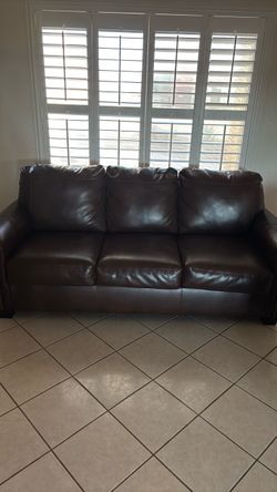 Dark Brown Leather 3-Seat Sofa Sleeper