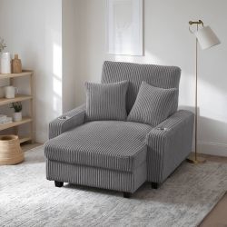 (No Arm)Upholstered Chaise Lounge with Adjustable Backrest Lounge Chair