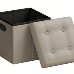 SONGMICS 15 Inches Folding Storage Ottoman(Beige)-BRAND NEW IN BOX