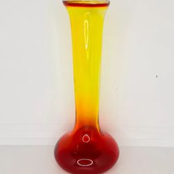 Mid-Century Modern Rainbow Amberina Glass Bud Vase