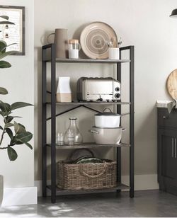 4-Tier Bookshelf, Bookcase with Steel Frame, Book Shelf for Living Room, Home Office, Study, 11.8 x 26 x 47 Inches, Industrial Style, Charcoal Grey an