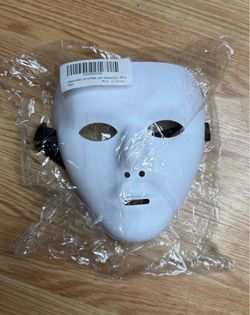White Expressionless Costume Mask Adult One Size NIP
