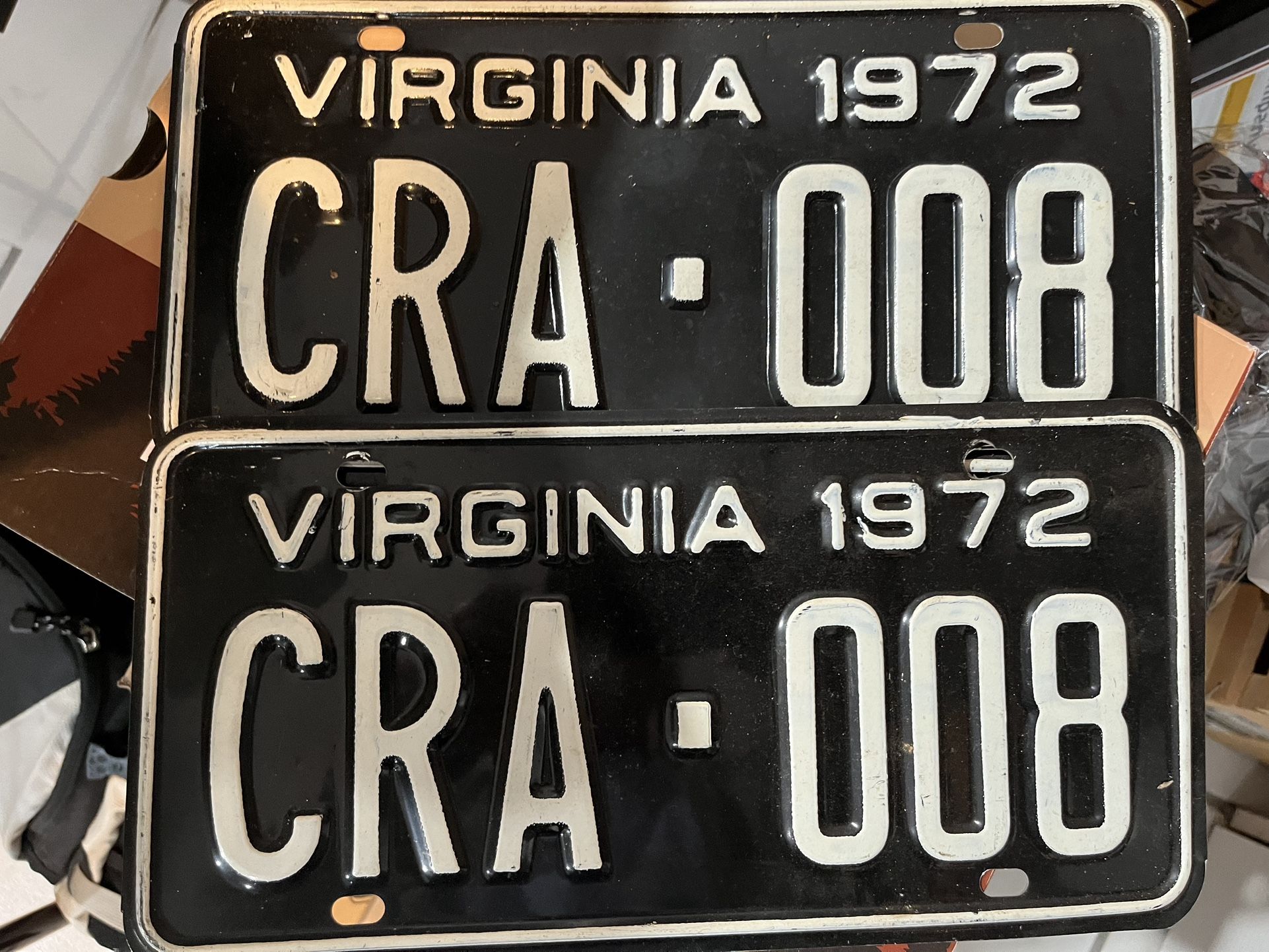 antique Va tags  1970 thru 1972