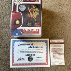 Funko Pop The Amazing Spiderman Chase Signed By Stan Lee