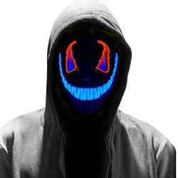 MAQUIDE Halloween Scary Mask LED Light Up Purge Mask For Festival Cosplay Halloween Costumes,Red&Blue