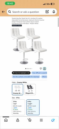 White Bar Stools Set of 4