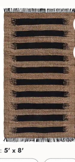 Natural/Black Jute and Cotton Rug 5 x 8