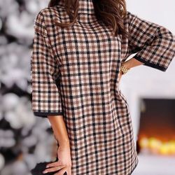 Long Sleeve Hem Tweed Dress