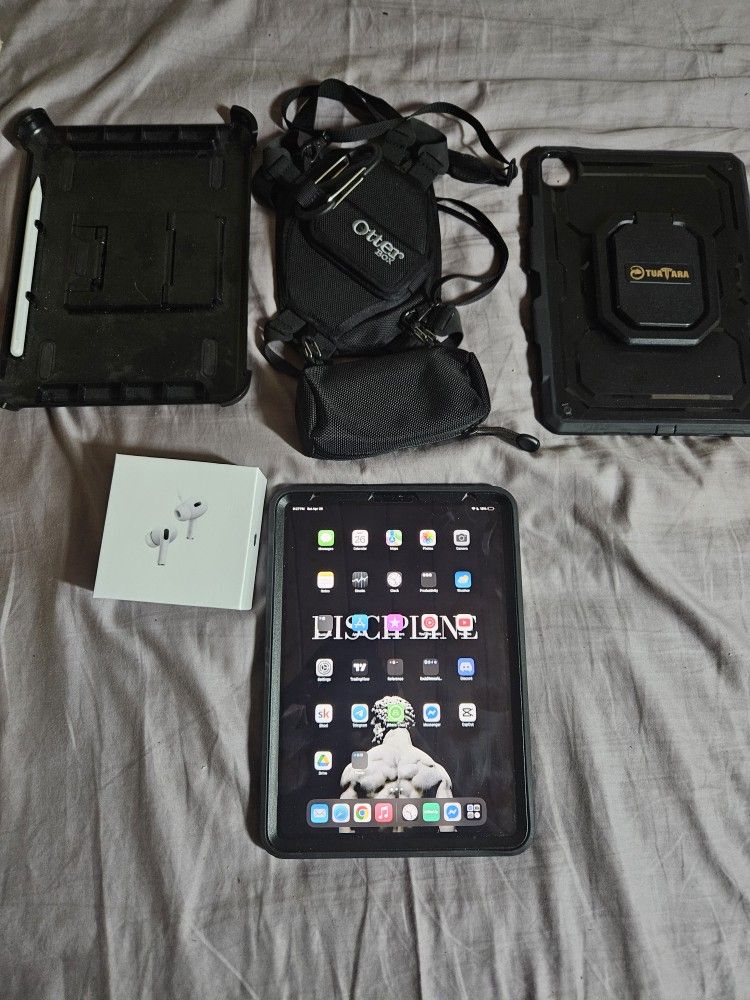 iPad 11 Pro Bundle W/ Air Pods & 3 Cases