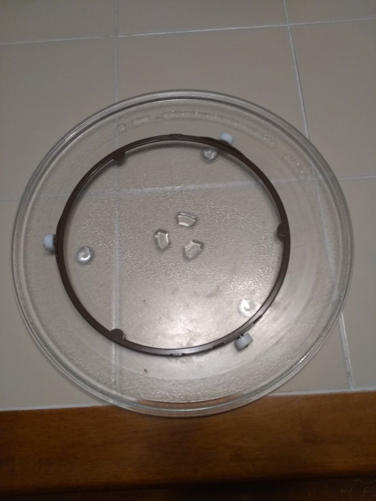 Microwave plate and ring, lg, fits built in cabinet unit