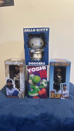 Dodgers Yoshi, Hello Kitty, Chris Taylor, Tony Gonsolin bobblehead