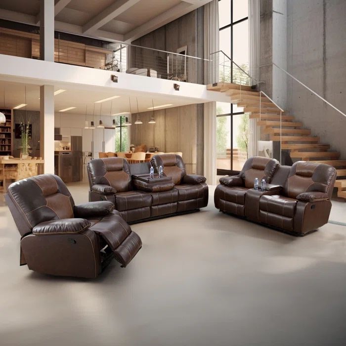 Brand New 3 - Piece Faux Leather Living Room Set Original Price $2200