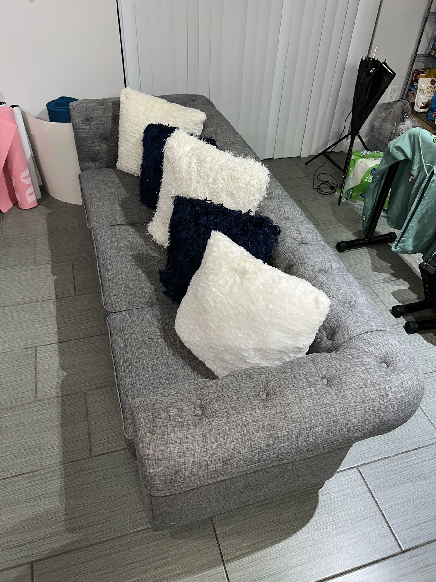 Modern Gray Sofa W/ Wood Legs