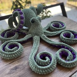 Handmade Realistic Octopus Plushie Crochet Amigurumi Toy Home Decor 