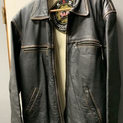 Biker Jacket Heavy Duty Top Quality Leather Size L