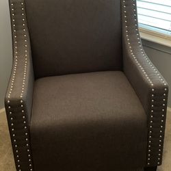 Dark Green Accent Chair with Nailhead Trim
