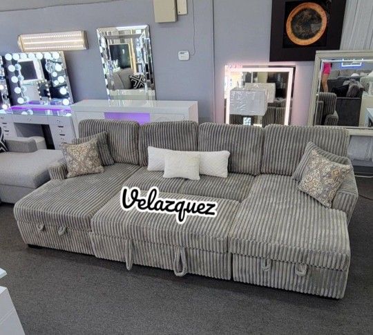 ✅️✅️4-Piece Convertible Sectional
Sleeper Sofa, Chaise Storage, Sofa Storage & USB Port✅️✅️