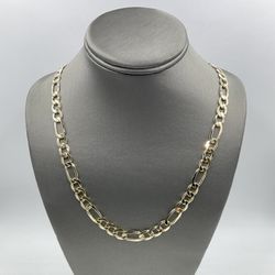 14KT YELLOW GOLD 26” FIGARO LINK CHAIN 56.7GR 8.4MM