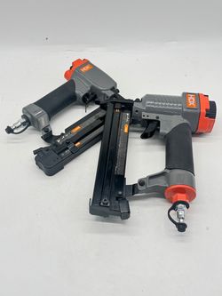 LOT OF 2 HDX Pneumatic Nailers - 18-Gauge Narrow Crown Stapler (HDXST9032) + 23-Gauge Micro Pin Nailer - Used