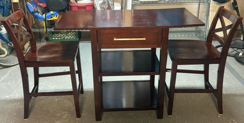 Foldable Dining Room Table with 2 Chairs