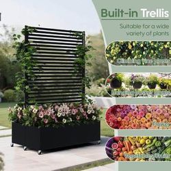 New metal planter privacy divider With Built In Trellis