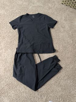 Black Scrub Set Top and Joggers Pants