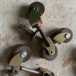 Vintage Wood Caster Wheels Lot 3 Multiple Wheels