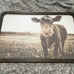 21x30 Cow With Wooden Frame