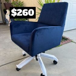 Brand New. Midnight Blue. Velvet. Mid Century Modern Office Chair. Retails Over $550